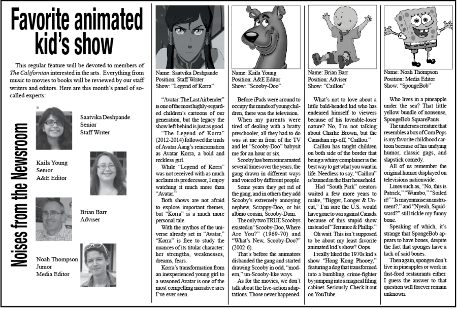 Noises from the Newsroom: Favorite animated kid's show