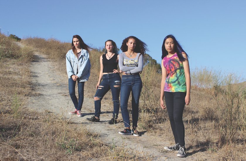 Above, the all-girl band Novicain Road includes, from left to right, drummer Mia Wallace, bassist Jessica Stephens,  singer Gabby Reid, and guitarist Ursella Cheung.