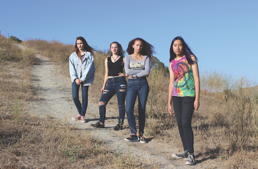 Above, the all-girl band Novicain Road includes, from left to right, drummer Mia Wallace, bassist Jessica Stephens, singer Gabby Reid, and guitarist Ursella Cheung.