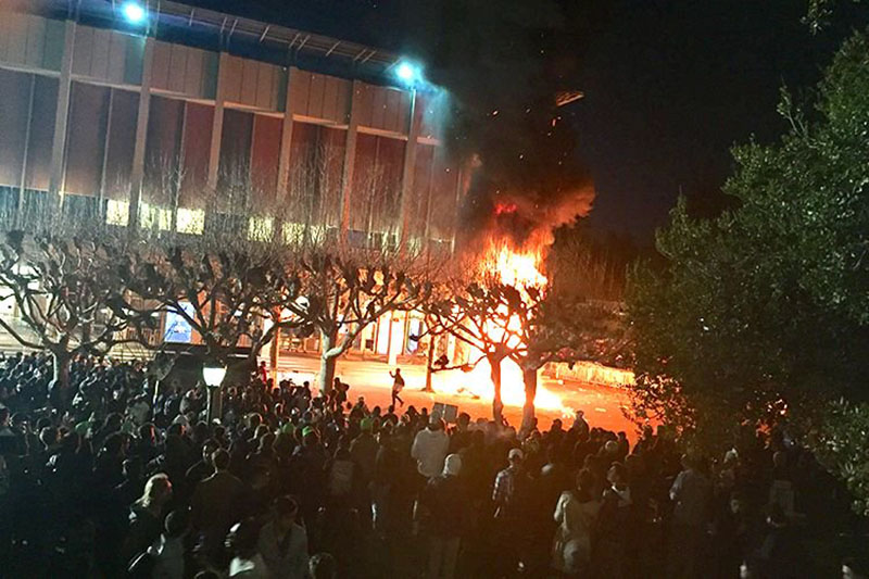 UC Berkeley protests turn violent. 