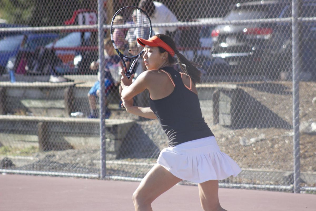 Senior Msay Zhu playing in the match against Monte Vista. 