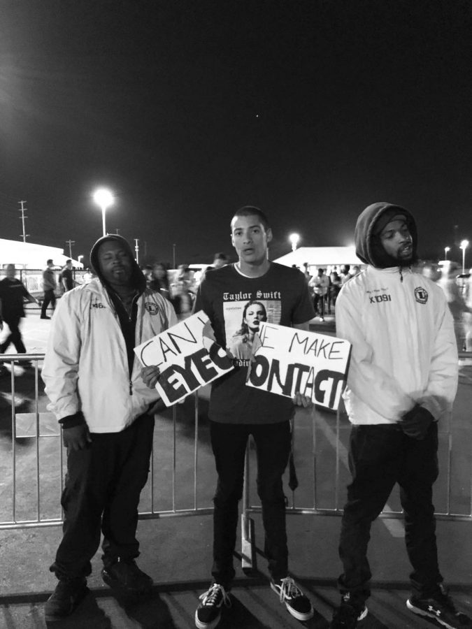 Senior and inteprid reporter Alex Suehiro meeting his tragic fate with security at Swift’s concert in Levi’s Stadium.  Sadly, he will never make eye contact with Swift.