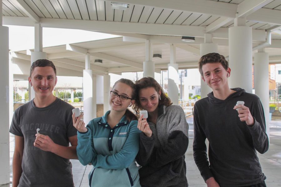 Left to right, young deities Marko Batkovic, NAtale Samuels, Samantha DArpino, and Alex Valleoneo flex their sacred goods.