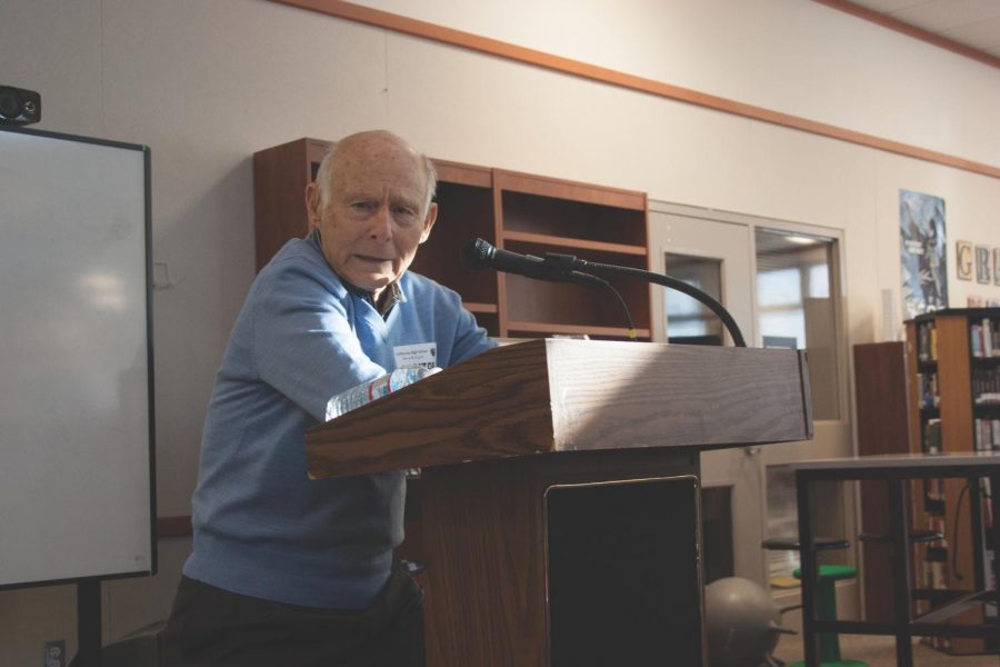 Holocaust survivor and San Ramon resident Bernie Rosner speaks to students at Cal High about his experiences at the Auschwitz and Mauthausen concentration camps. He focused his speech on the resilience of the human spirit.