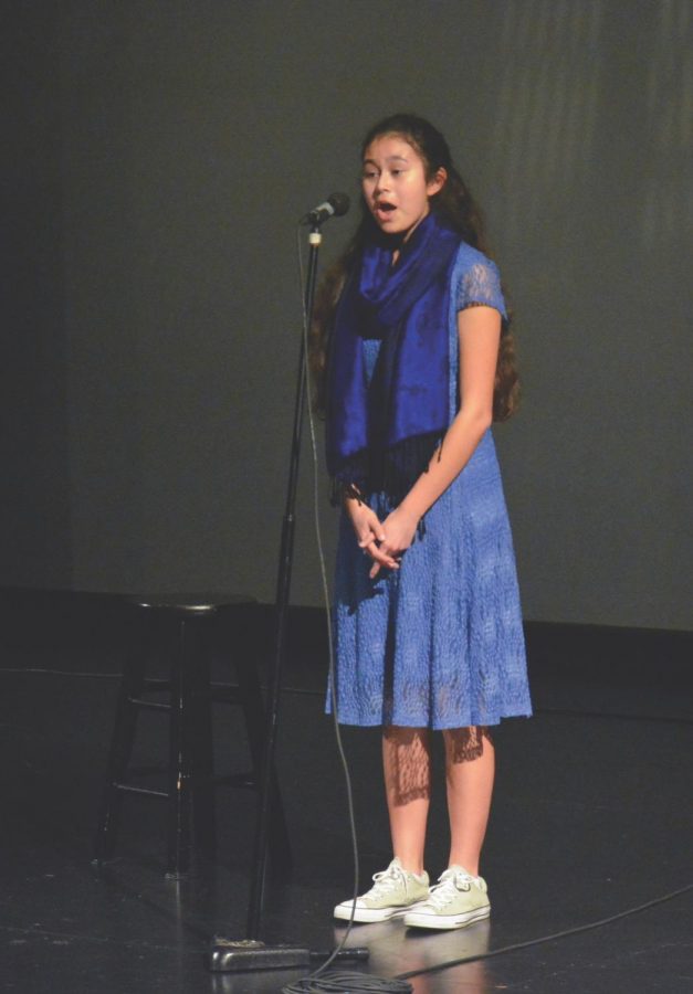 Celeste Virador sings “When You Wish Upon a Star” at the school’s White Noise benefit concert earlier this year.
