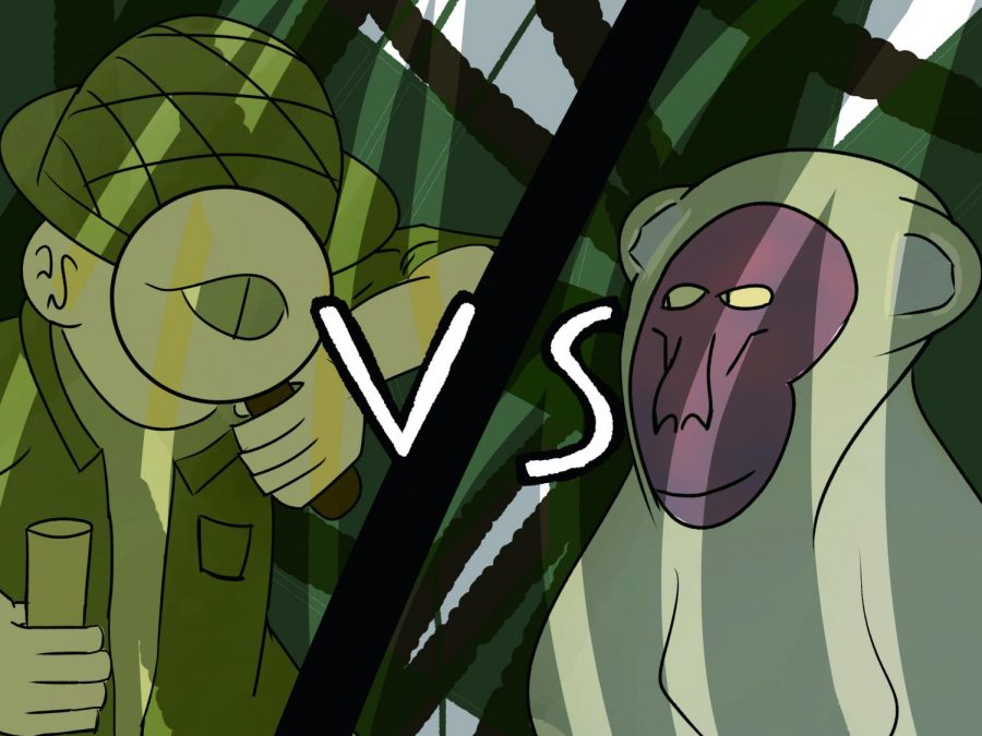 On the left, a detective from "The Rhythm Section" is illustrated along with an animal from "Dolittle," on the right. Illustration by Ari Harvey.