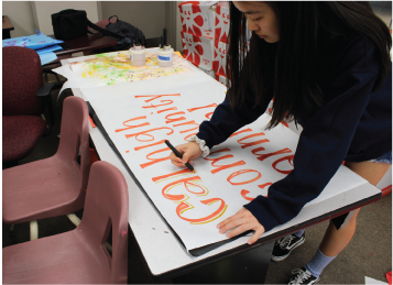 Interact members gain volunteer hours by creating posters to advertise their community
carnival which would have been held at Cal High on April 3 from 5-8 p.m.