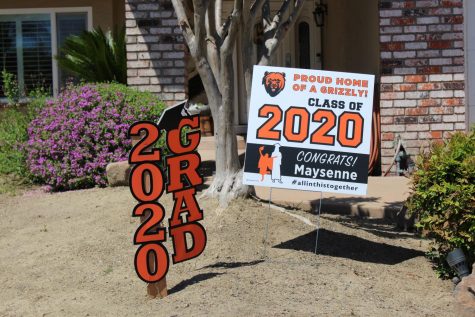 Yard signs decorate the homes of many seniors, thanks to Cal High Parents through the PTSA.
