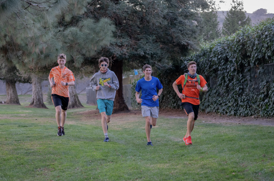 Members of the Cal High cross country team unofficially practicing at Athan Downs Park after school. Cross country runners and other fall athletes have seen theirs seasons postponed from August to at least Jan. 25 because of the coronavirus pandemic.
