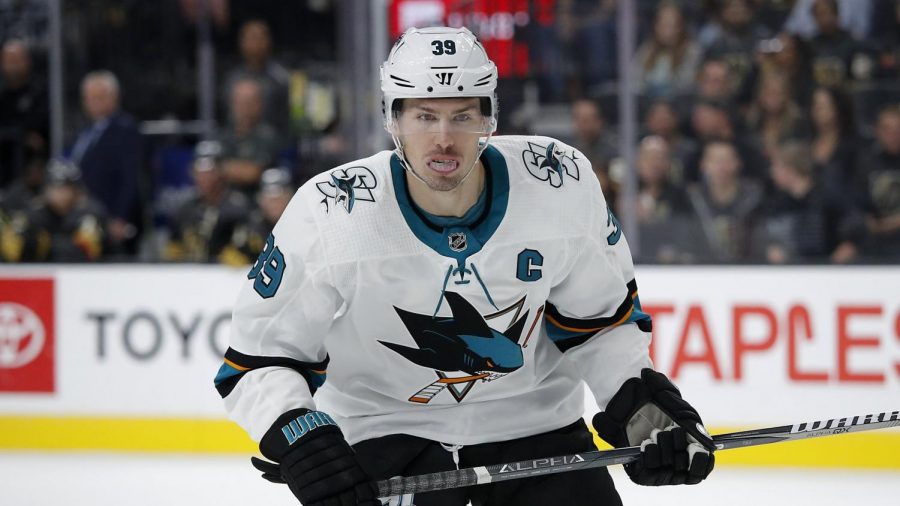 Sharks Captain Logan Couture on the ice.