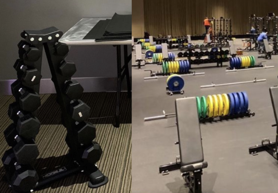 Womens basketball players posted the stark contrast between their gym, left, and the mens provided by the NCAA for the tournament bubbles.