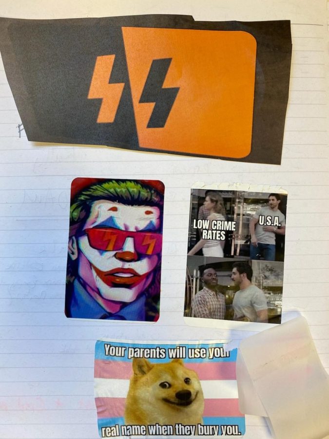 Many of these racist and transphobic stickers were plastered around campus in late March. It wasn't until a month later that students and parents were informed about the incident.
