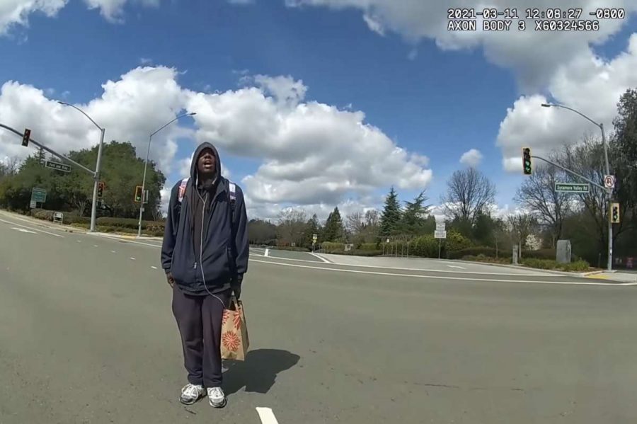 A homeless man named Tyrell Wilson was shot and killed by Danville police Officer Andrew Hall on March 11. This photo of Wilson is from Halls body camera shortly before he was shot in a Danville intersection near Interstate 680.