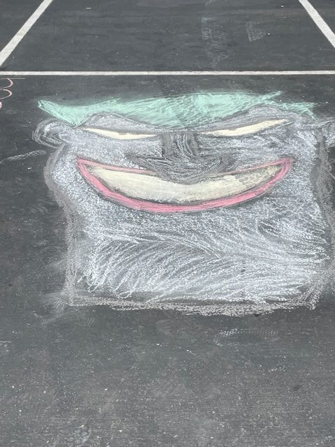 Many students created illustrations like this one for Senior Chalk Day on Aug. 9, while others decided to include racist and obscene language and inappropriate images. As a result, administrators had to get rid of all chalk illustrations before the first day of school.