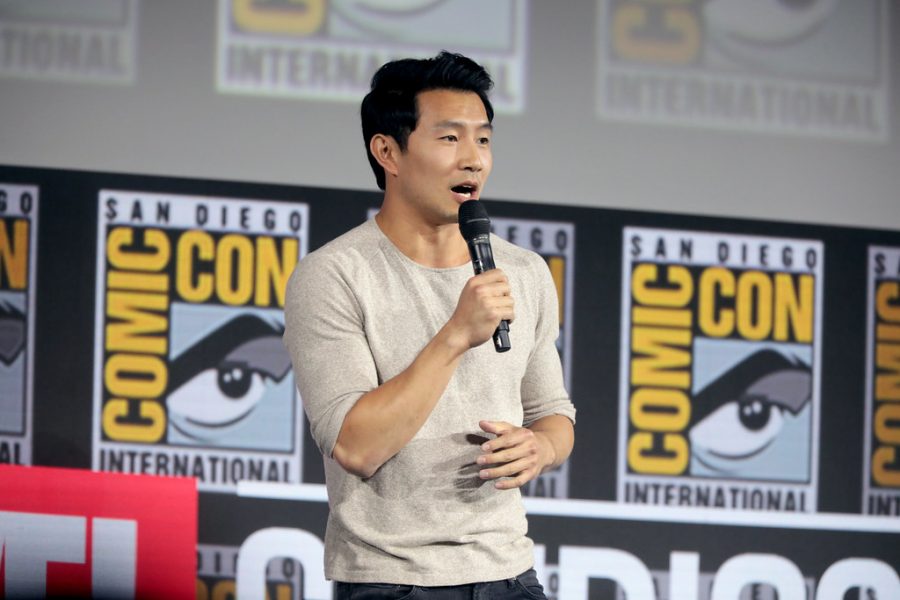Actor Simu Liu speaks at San Diego Comic Con in July before the release of “Shang-Chi and the Legend of the Ten Rings”.