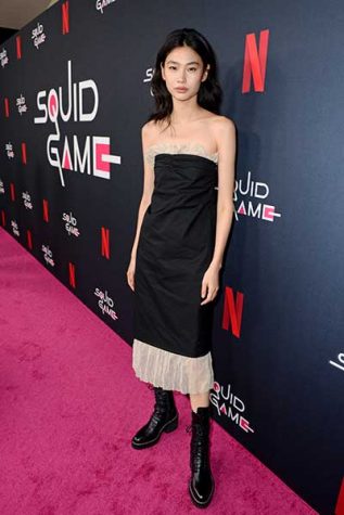 HoYeon Jung poses at the premiere of “Squid Game”.