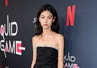 HoYeon Jung poses at the premiere of “Squid Game”.