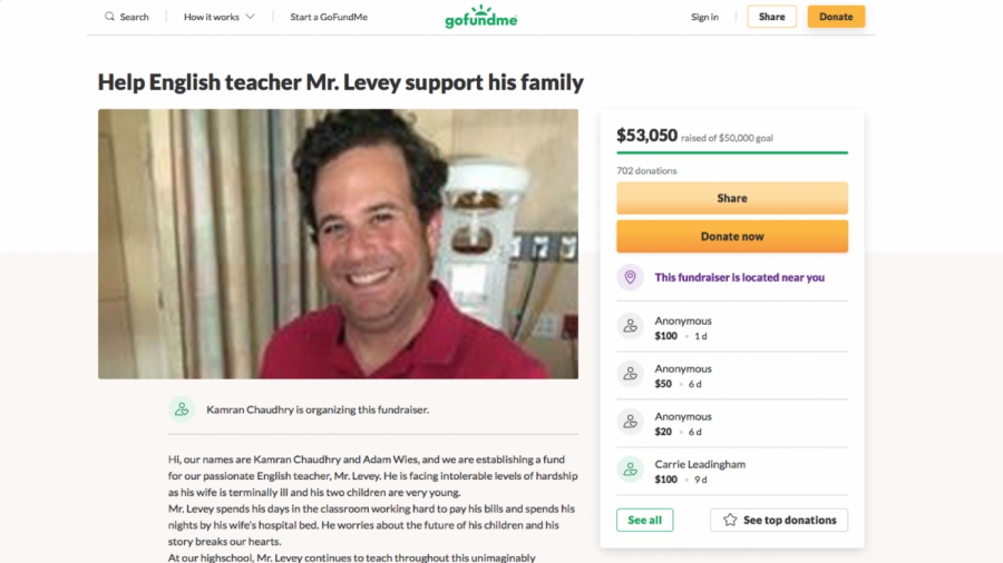 Student+created+a+GoFundMe+page+for+English+teacher+Ted+Levey+when+they+heard+his+wife+had+terminal+cancer.+Donations+exceeded+more+than+%2450%2C000.