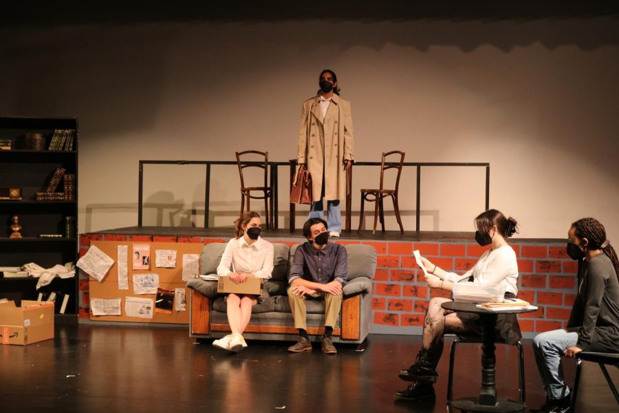 From left to right, Maddy Reedy, Devin Addiego, Saachi Sharma, Lia Roy, and Mikal Mulugeta star in the Cal High production Dear Editor.