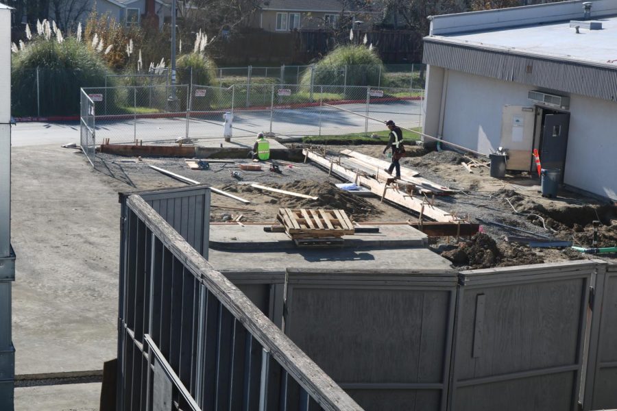 Constrution workers expand Cal High’s kitchen, a $2 million project expected to be completed in April.