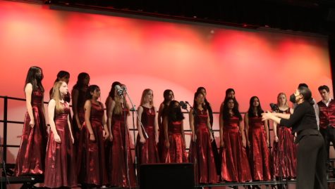 Cal High’s three choir groups sing “Baraka” together under the guidance of choir and dance teacher Lori Willis as the finale for their fall show on Nov. 3.