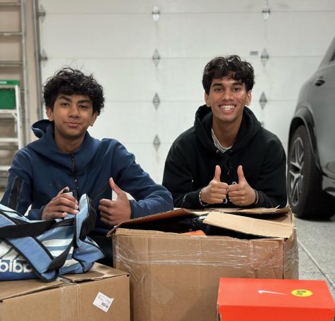 Rubin Jain, left, and Jayden Shah right have collected soccer gear to send to India.