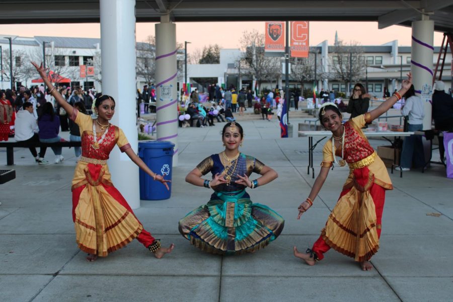 Bharatanatyam dancers pose for a picture after their performance of the Lord Shiva piece, Natesha Kauthvam.