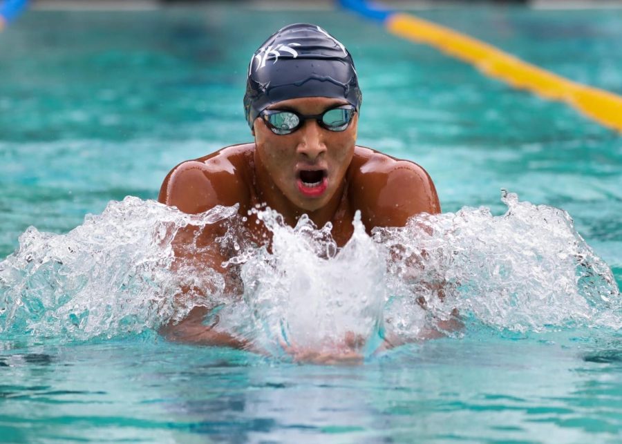 Cal High freshman Ethan Suehiro comes up for air while racing for his club team, the Crow Canyon Sharks. Suehiro is ranked among the nation’s top 10 15-year-olds in the breaststroke. He joined Cal’s swim team this year.