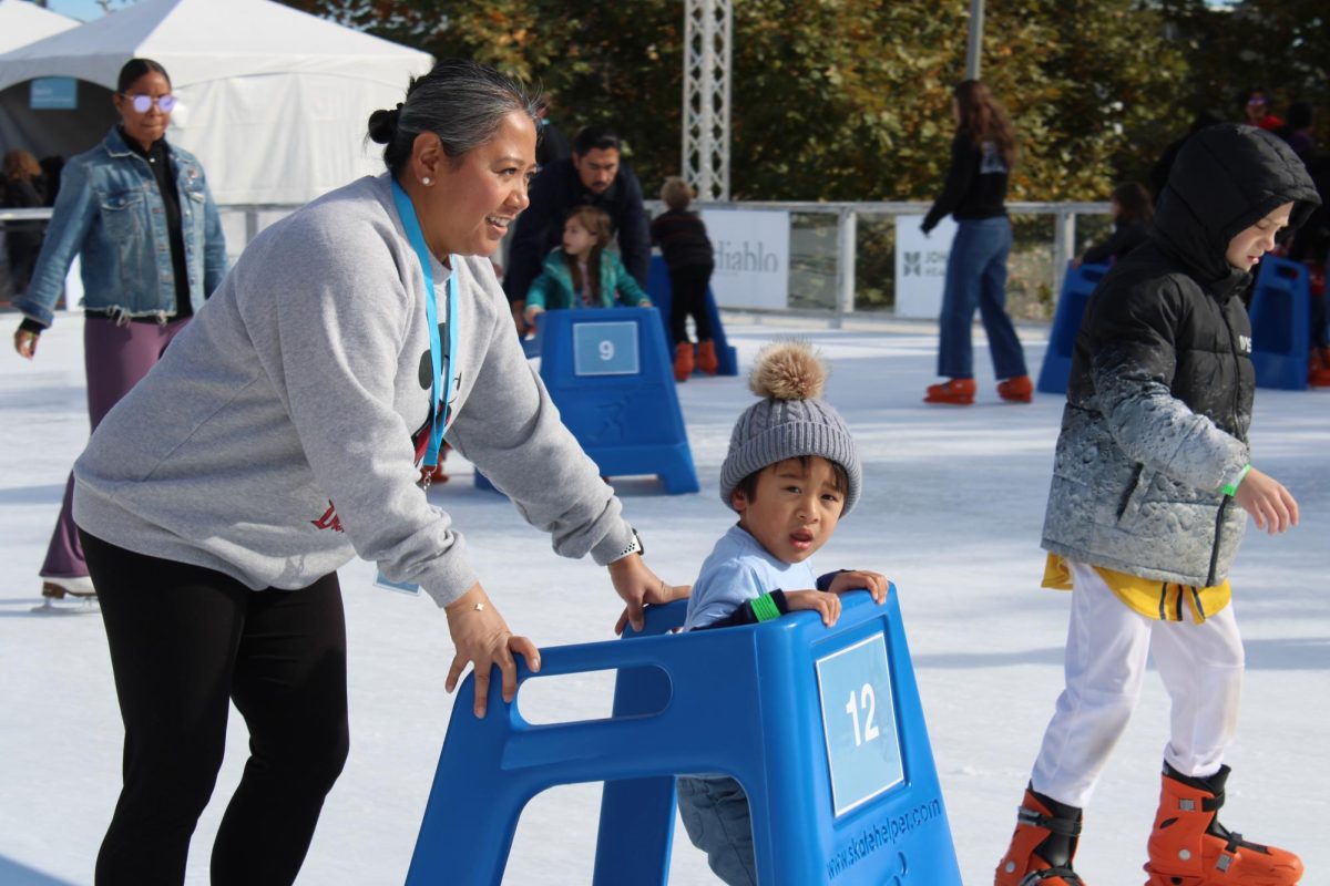 People of all ages enjoy ice skating at the Kristi Yamaguchi Holiday Ice Rink in San Ramon’s City Center.