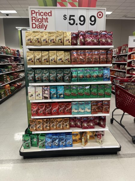 A grand assortment of seasonal holiday treats are displayed next to each other in Target.