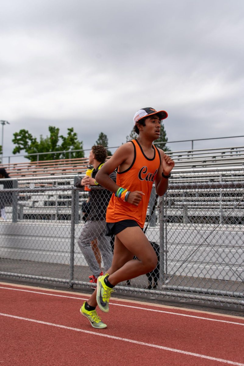 Junior Eshann Hussain, seen here running at a home meet earlier this season, placed fifth at the NCS Championships to help lead the Grizzlies to a second place finish. He also finished in the top 80 of more than 180 Division 1 runners at the CIF State Finals on Nov. 25.