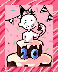 Greg Heffley celebrates the 20th book in the popular “Diary of a Wimpy Kid’ series.