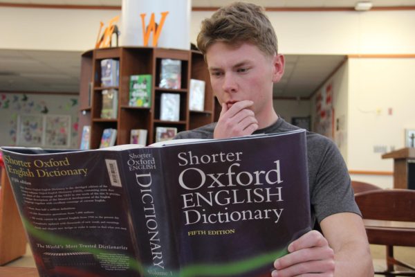 Senior Alex Reid ponders the advice he will give others and does his best to prepare logical answers for Cal High students’ insightful, philosophical questions. 